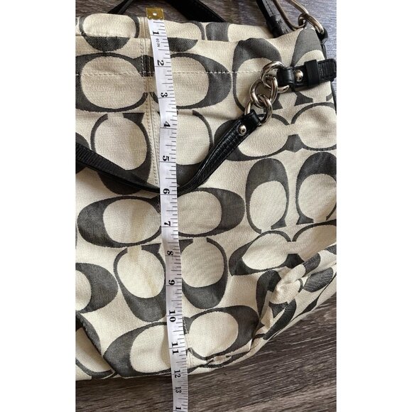 Vintage Coach Canvas Classic Logo Women’s Tote Shoulder Bag Green Mint Interior - Picture 8 of 16